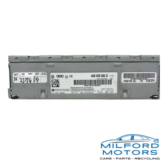 Used OEM Radio Receiver Audio Control Module - Trunk Mounted - Audi / Volkswagen - 4G0035080G - 63,251 Miles