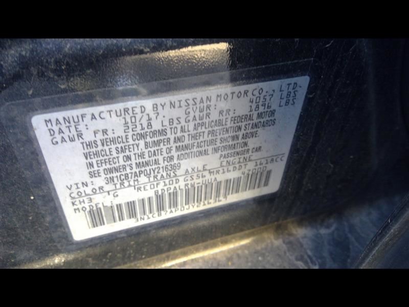 Used 2017-2019 Nissan Sentra 1.6L Turbo Engine – 44,096 Miles – VIN C – MR16DDT