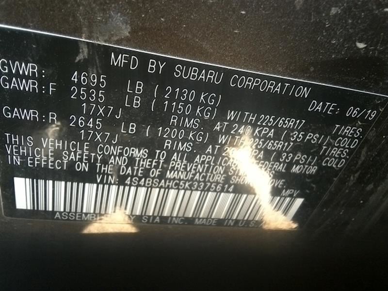 Used 2018-2019 Subaru Legacy 2.5L Engine – 35,748 Miles – FB25B PZEV