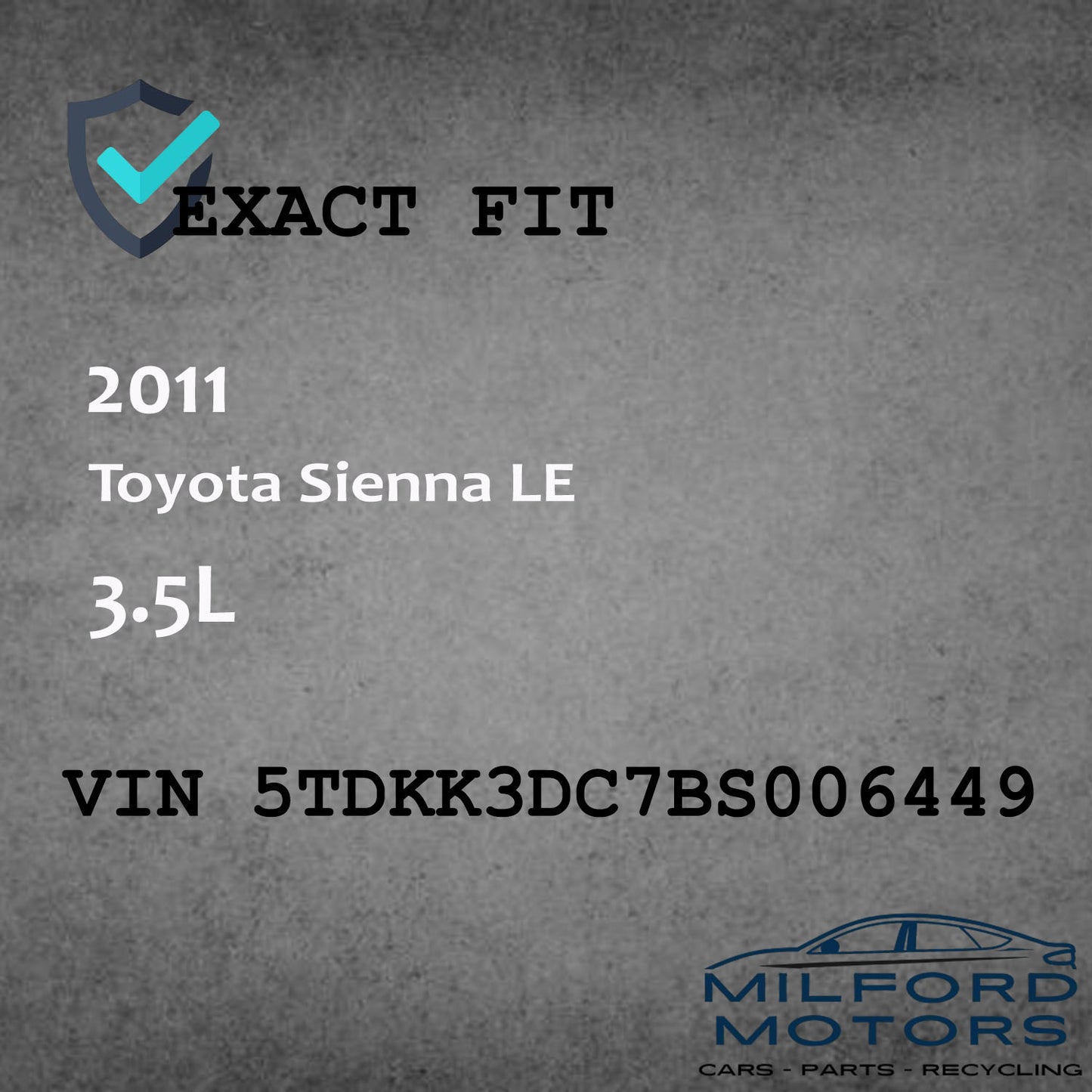 Left Driver Side Tail Light Fits for 2011-2014 Toyota Sienna 3.5L