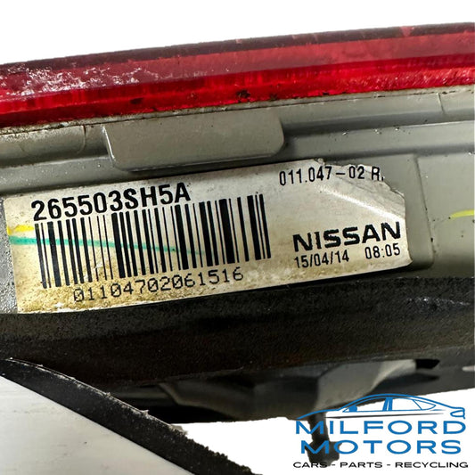 Passenger Side Tail light LID Mounted Fits 2013-2015 Nissan Sentra Sedan 1.8L