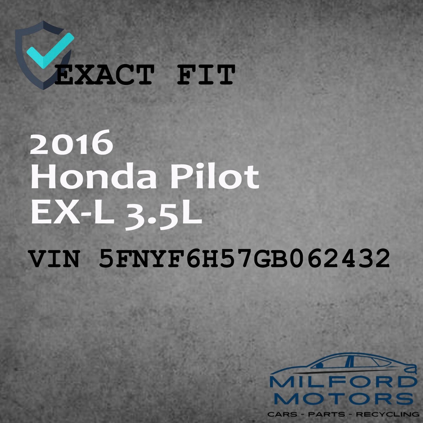 Used Front Roof Console Overhead Fits 2016 Honda Pilot EX-L 3.5L