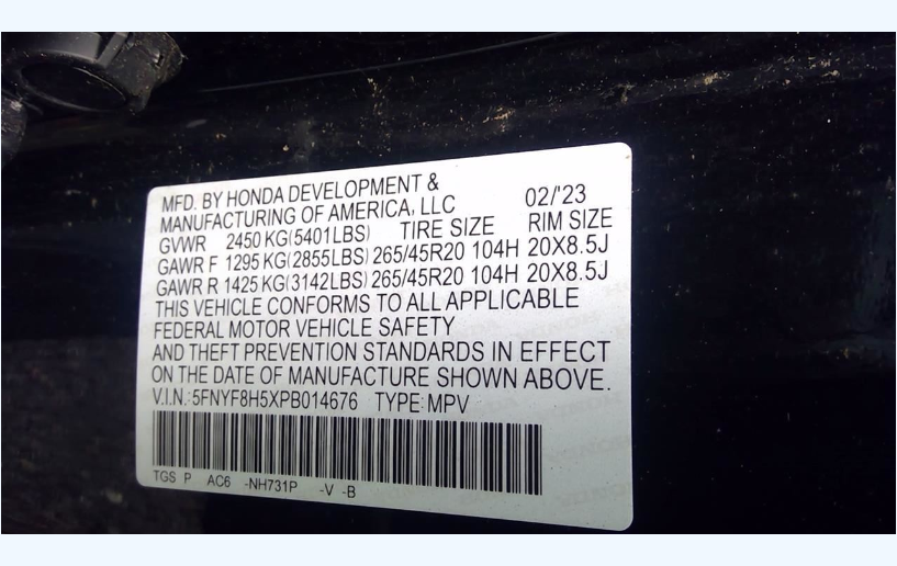 Used 2023-2025 Honda Passport 3.5L V6 Engine β VIN H/Y