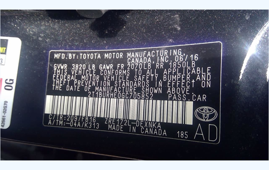 Used 2011-2016 Toyota Corolla / Matrix 1.8L 2ZR-FE Engine Assembly – 32,000 Miles