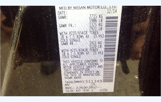 Used 2015–2016 Nissan/Infiniti 3.5L V6 VQ35DE Engine – 113,200 Miles