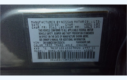 Used OEM 2020-2025 Nissan Sentra 2.0L MR20DD Engine – 82,321 Miles