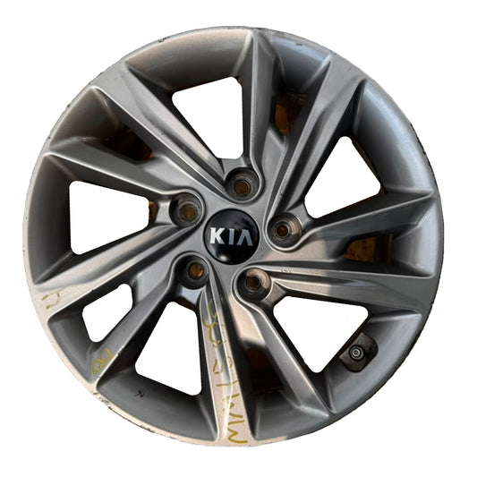 Used 2019–2020 Kia Optima 16x6.5 Alloy Wheel — 10 Angled Spoke — Silver — 5 Lug — OEM 52910D5510