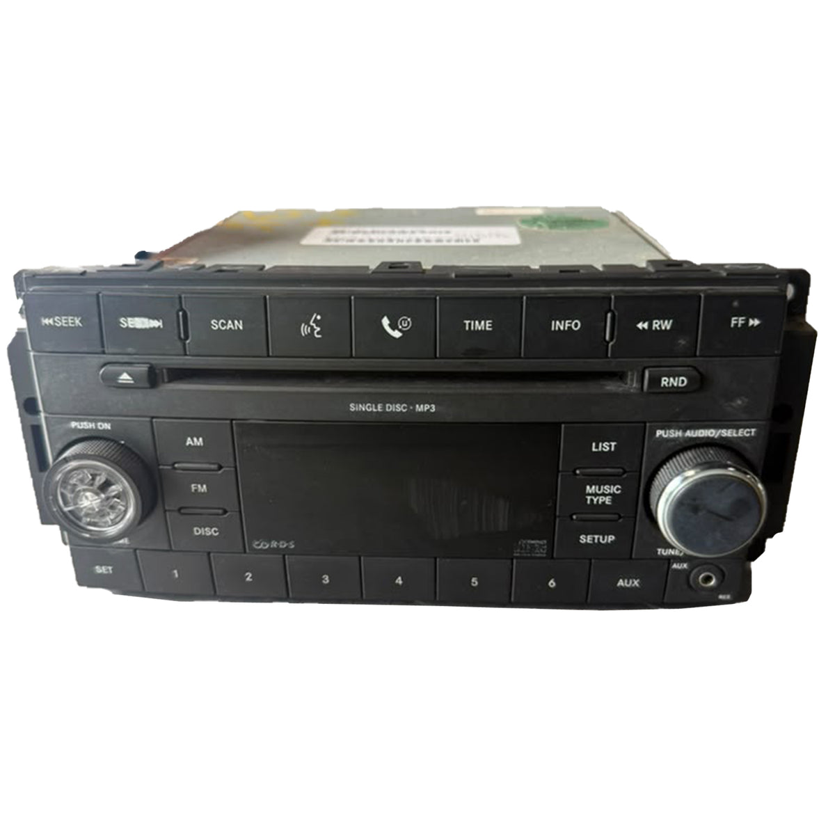 Used OEM Radio Audio Receiver (5064411AD ) AM-FM-CD-MP3 – ID RES – No Satellite Radio – 2008 Jeep Wrangler Liberty