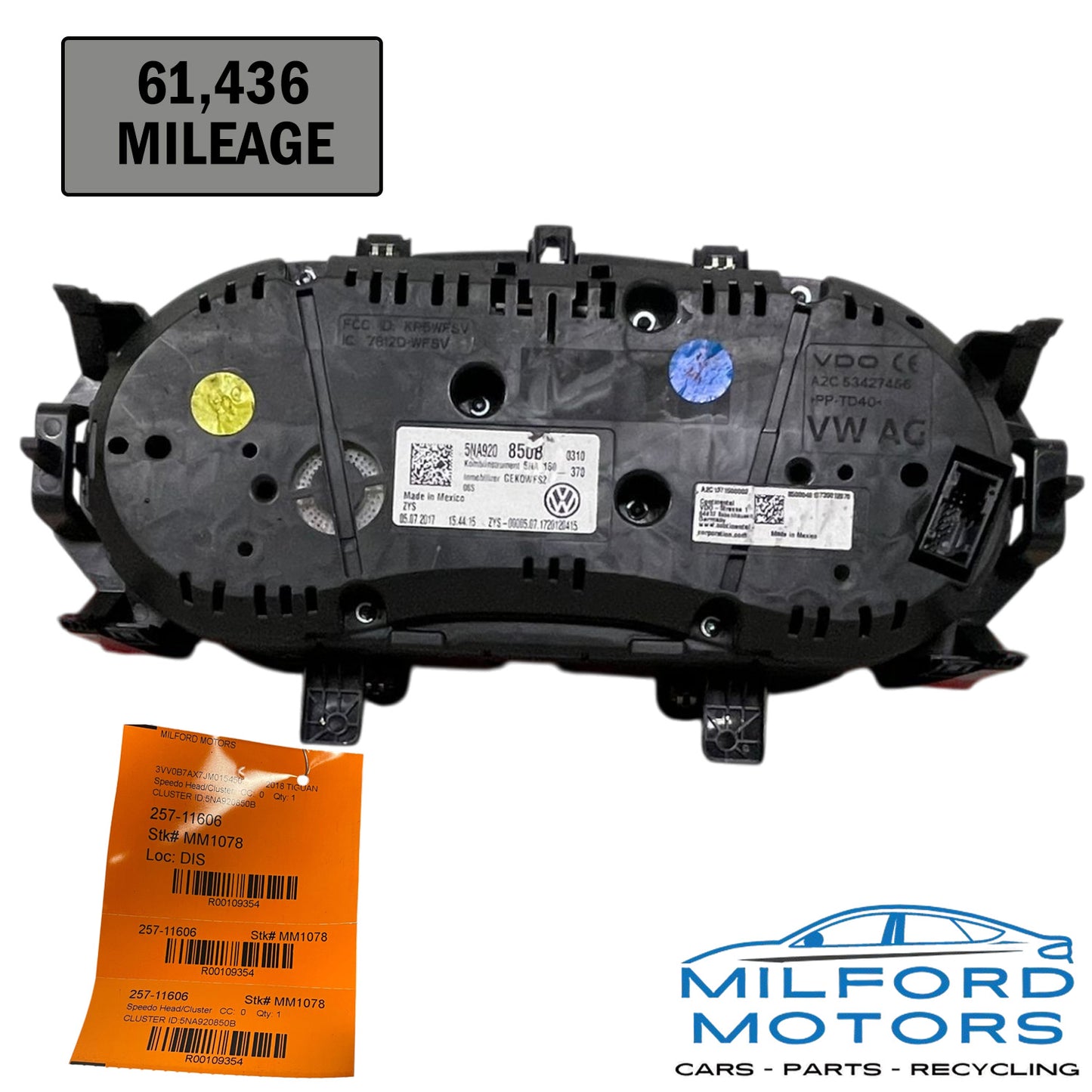 2018-2019 Volkswagen Tiguan Speedometer Instrument Cluster OEM – 61,436 Miles – ID 5NA920850B