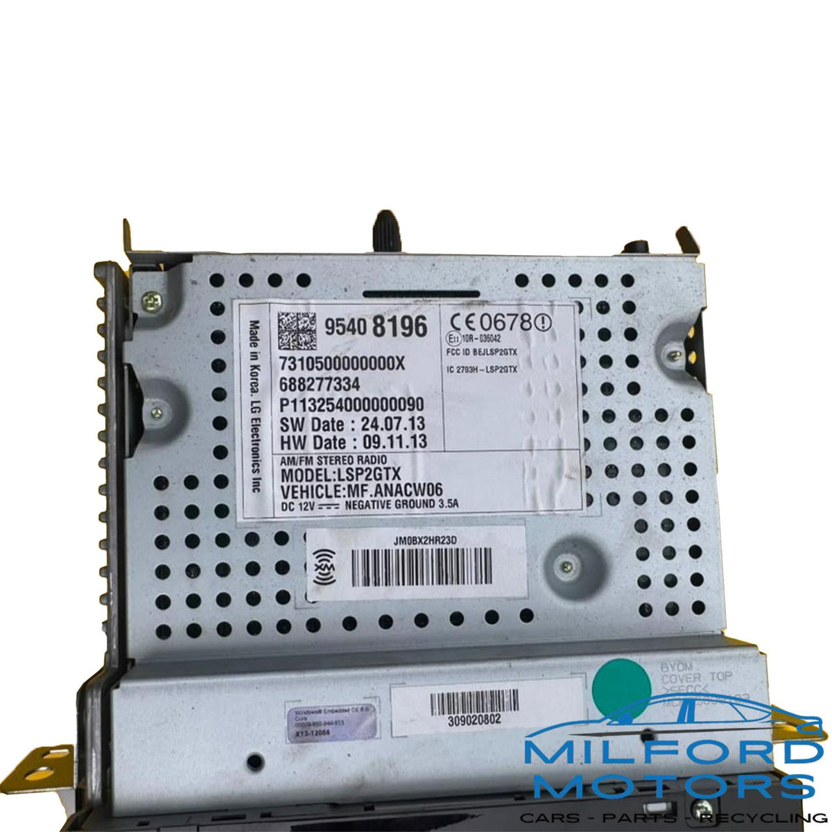 2013-2015 Chevy Spark Radio Audio AM-FM-MP3 Wireless Interface UF7 42357722 86K Miles