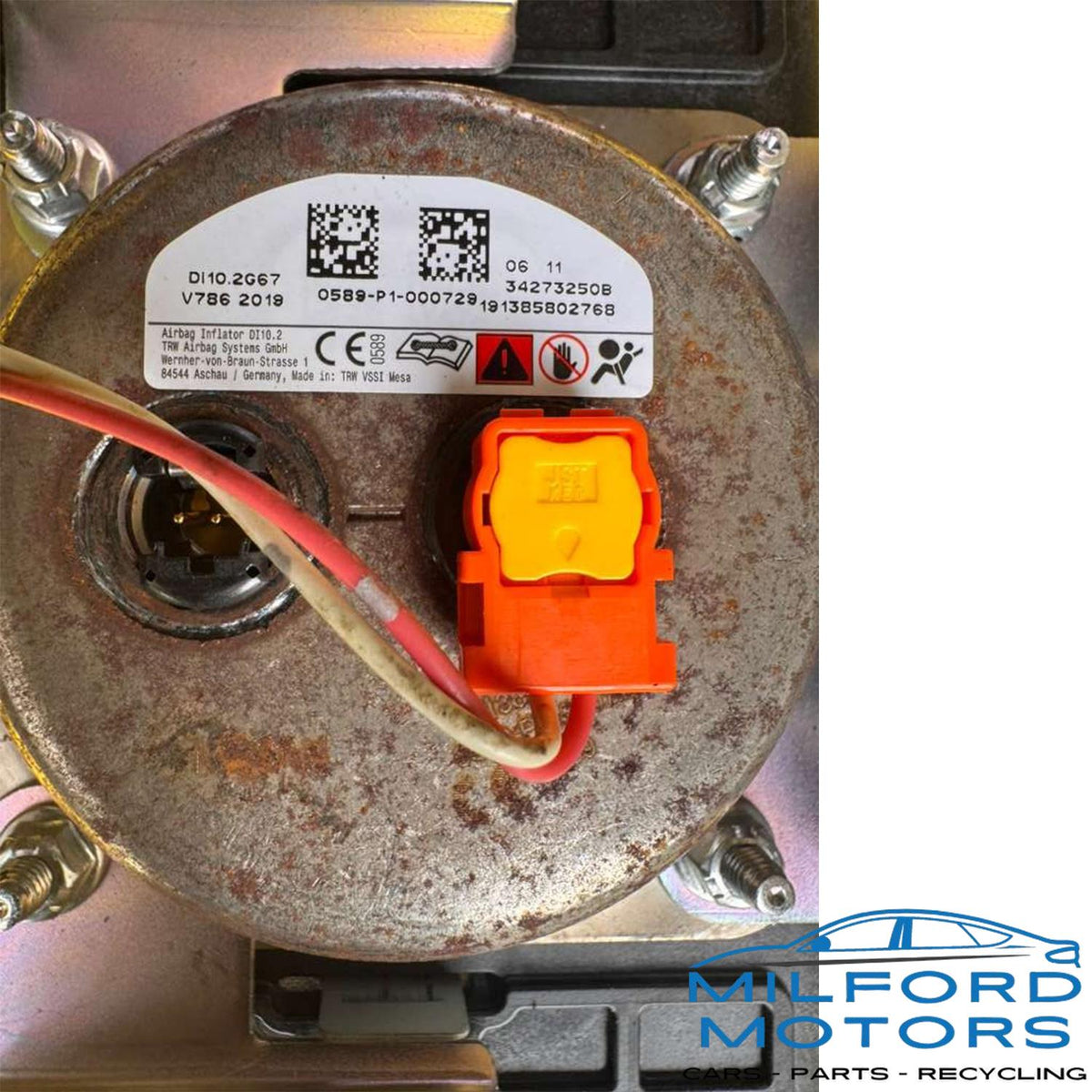 Used OEM Front Passenger Right Dash Air Bag – 2008–2020 Dodge Grand Caravan Chrysler Town & Country – 68086537AE