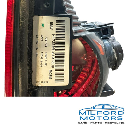 Used OEM 2012-2015 BMW 3 Series Passenger Right Decklid Mounted Tail Light – 109,875 Miles