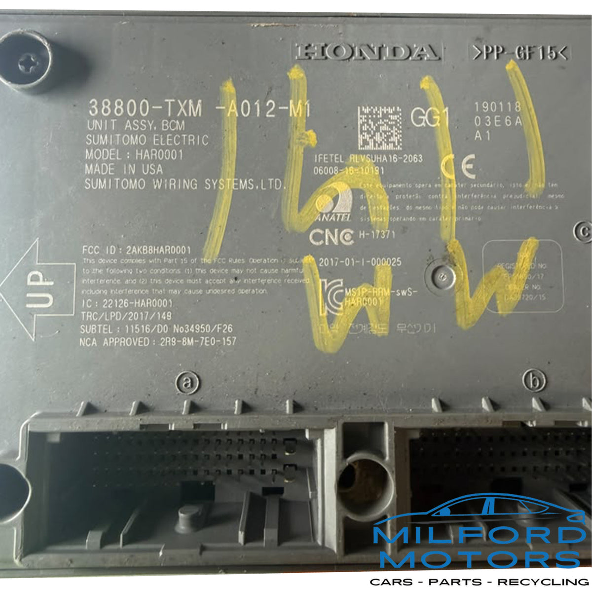 Used OEM Honda Insight Hybrid 2019 Body Control Module BCM Dashboard 46,000 Miles