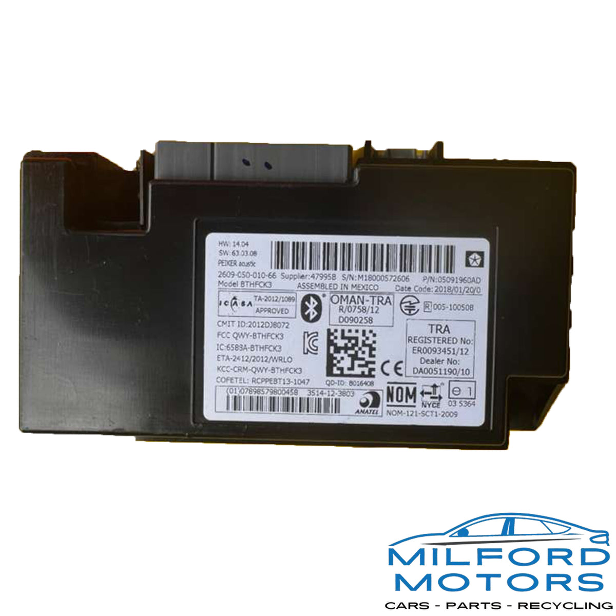Used OEM Communication Telematics Uconnect Module – 2010-2019 Dodge Chrysler Jeep Ram – 5091960AD