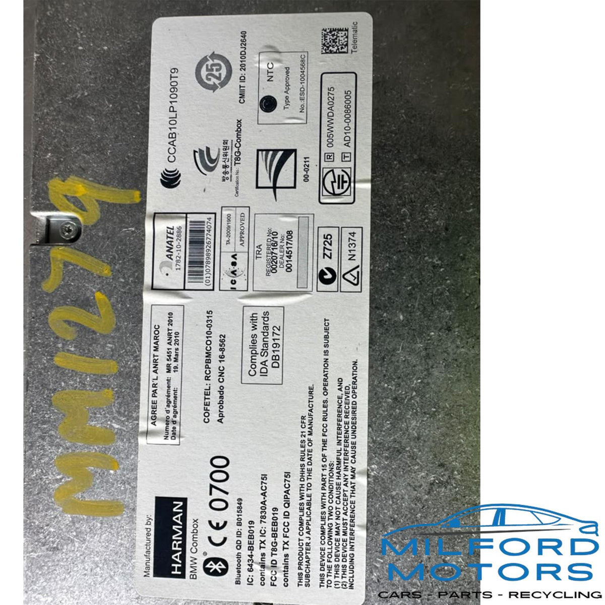 Used OEM Chassis Telematic Control Unit – 2011-2016 BMW 320i 328i 335i 750i X3 84109257153 – 109,875 Miles