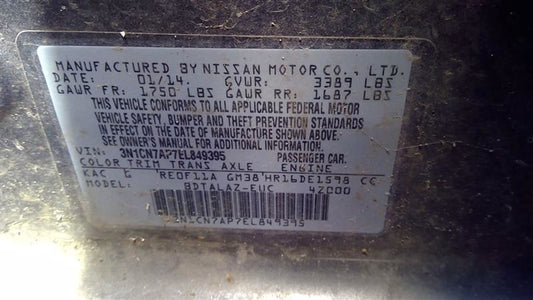 Used 2015-2018 Nissan 1.6L HR16DE Engine – 84,449 Miles