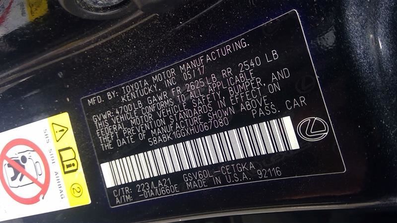 Used 2013-2018 Lexus ES350 3.5L V6 2GR-FE Engine