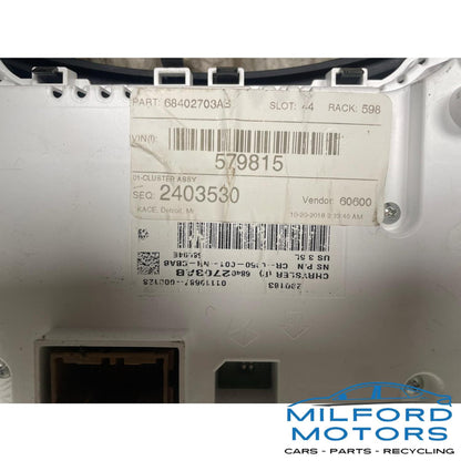 OEM Used Instrument Cluster Speedometer – 61,704 Miles – 2019 Jeep Grand Cherokee 3.6L MPH w/ 7" Display – Part # 68402703AB