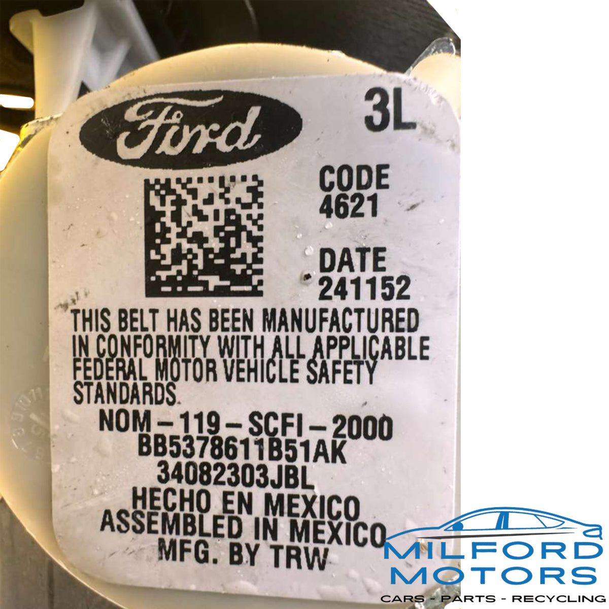 2016 Ford Explorer USED Rear Left Driver Side Seat Belt Retractor OEM