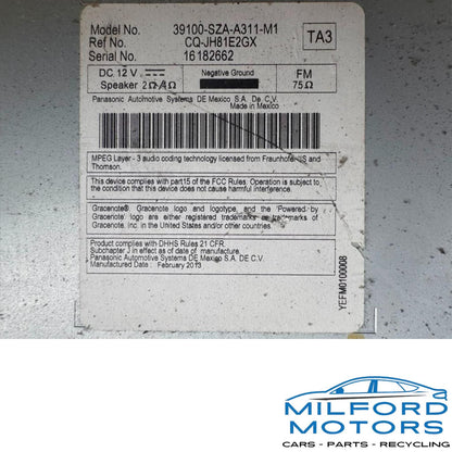 2012-2015 Honda Pilot EX-L Panasonic Radio Audio Receiver AM FM CD 39100-SZA-A31 116K Miles