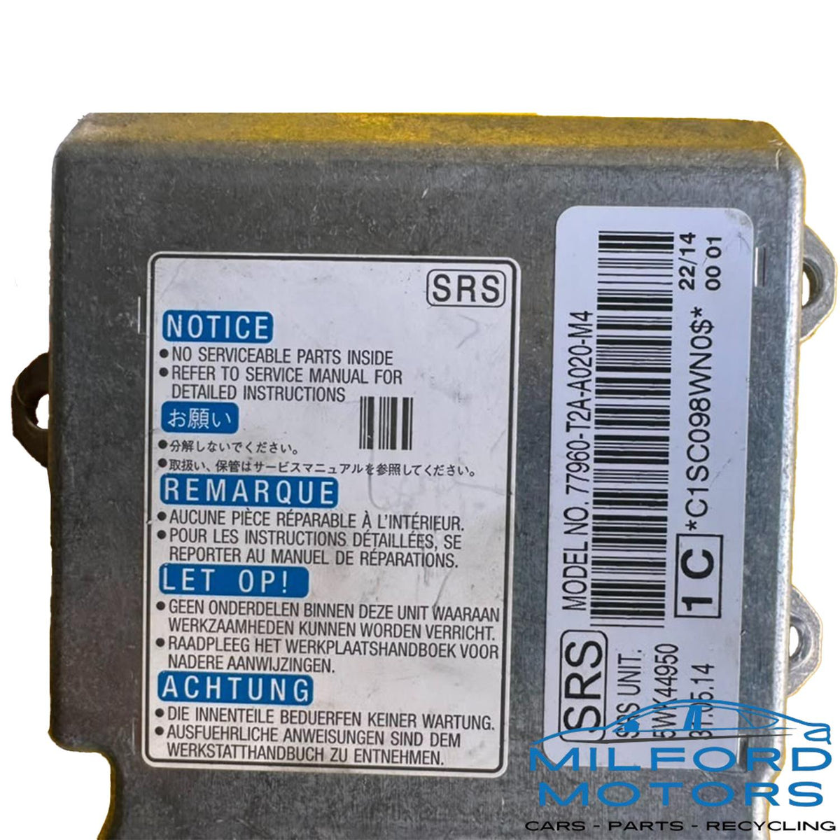 Used 2013-2015 Honda Accord OEM SRS Airbag Control Module Center Dash 77960-T2A-A02 90,102 Miles