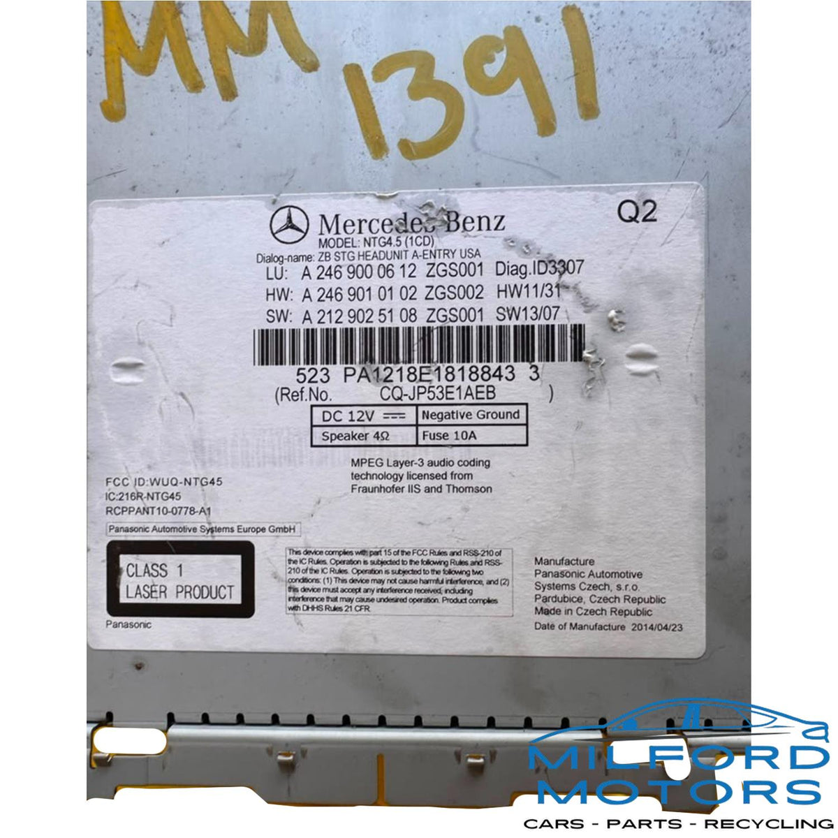 Used 2014 Mercedes CLA250 B250 OEM Radio Audio Receiver 2469000612 2469009912