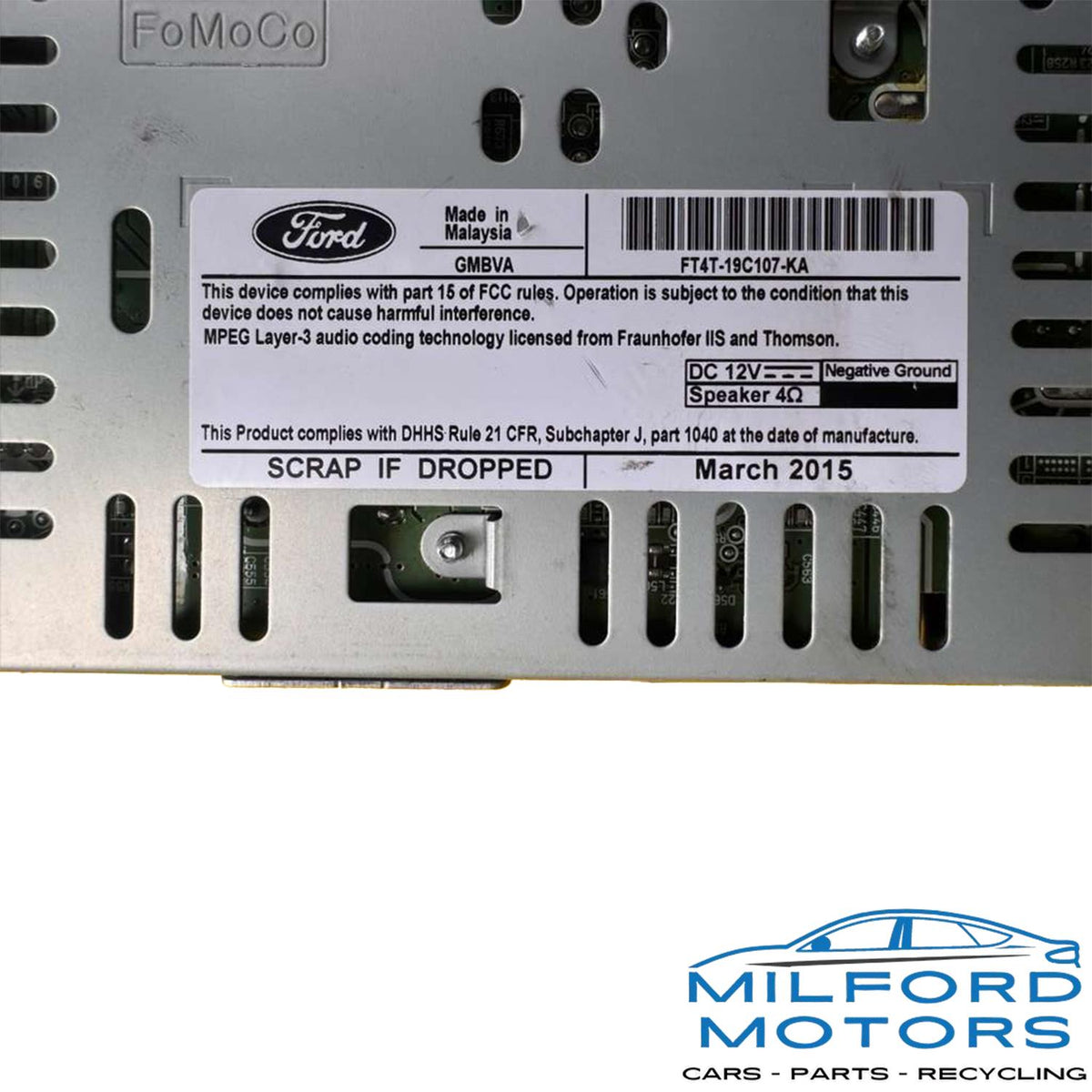 Used OEM AM/FM CD MP3 Radio Audio Receiver – 2015–2018 Ford Edge – FT4T-19C107-KA