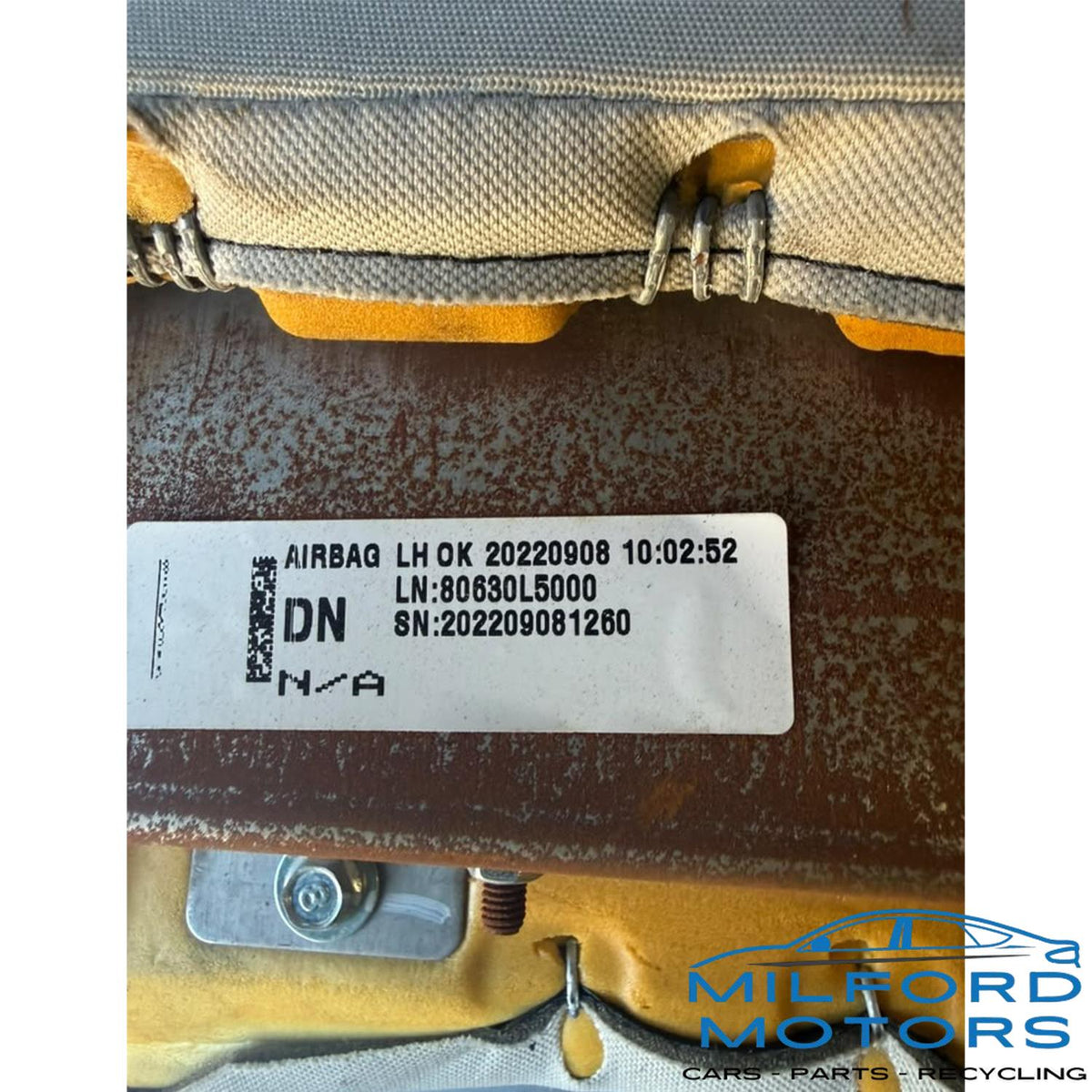 Used OEM 2023 Hyundai Sonata SE Rear Left Driver Side Seat Bolster Airbag with Cushion – 2.5L – 19,088 Miles