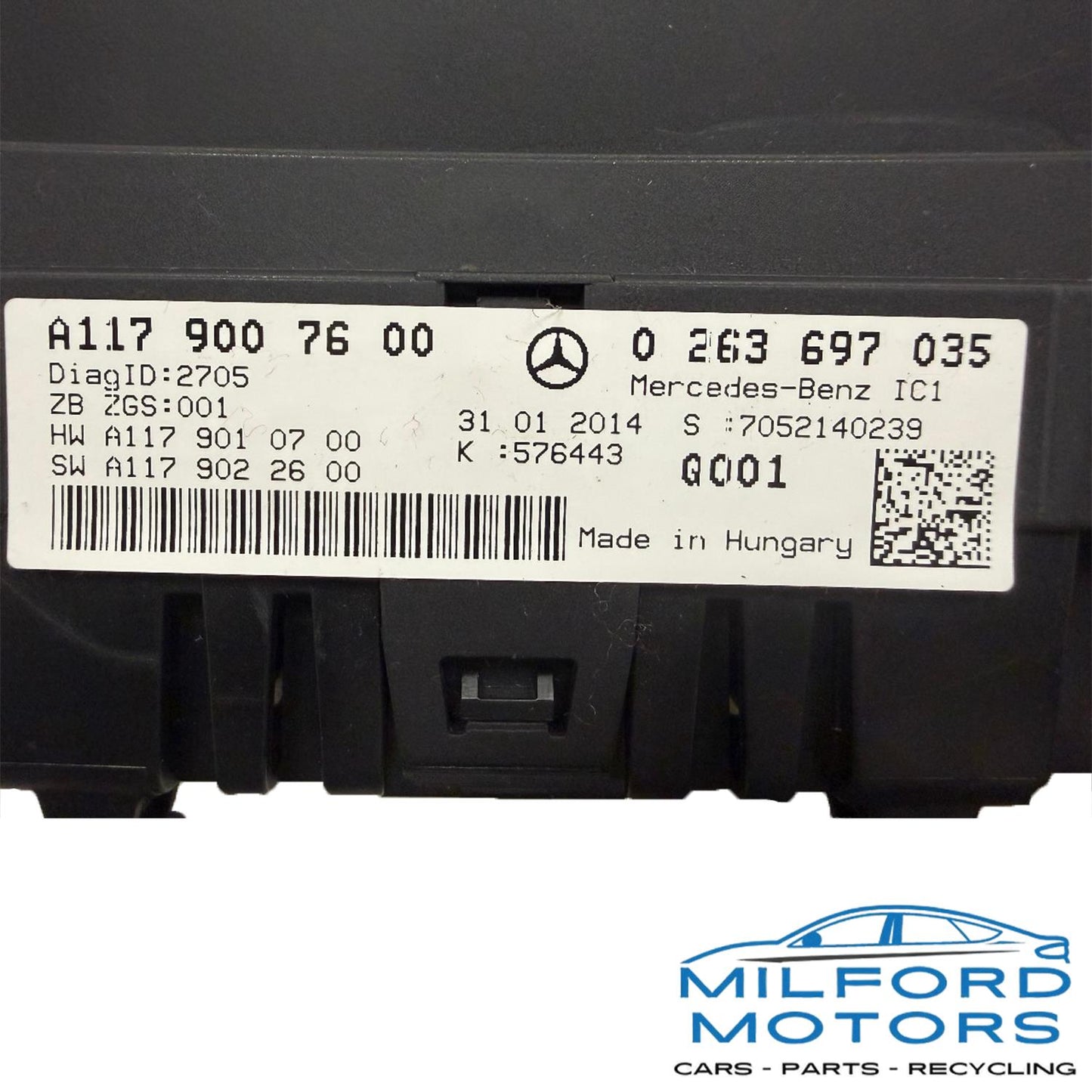 OEM Used Instrument Cluster Speedometer – 33,000 Miles – 2014-2015 Mercedes-Benz CLA250 W117 – Part # 1179007600