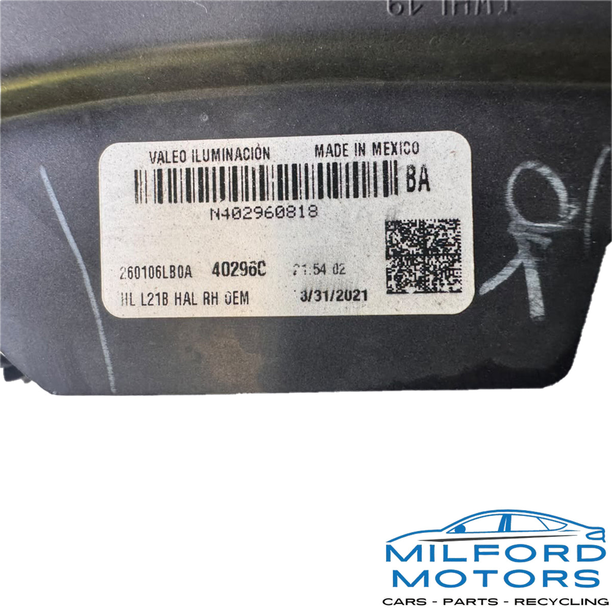 2020-2023 Nissan Sentra OEM Right Passenger Side Halogen Headlight 26010-6LB0A