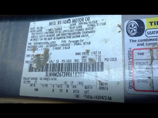 Used 2008–2009 Lincoln MKZ 6-Speed Automatic Transmission (Aisin) – 98,500 Miles