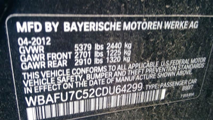 Used 2012 BMW 535i 8-Speed Automatic AWD Transmission – 153,000 Miles