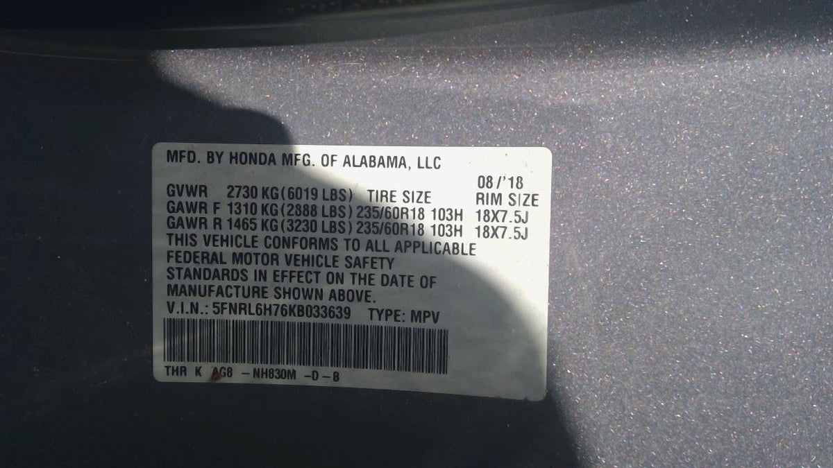 OEM Camera Projector Radar Unit – 2018–2020 Honda Odyssey – Right Rear Bumper – 128K Miles