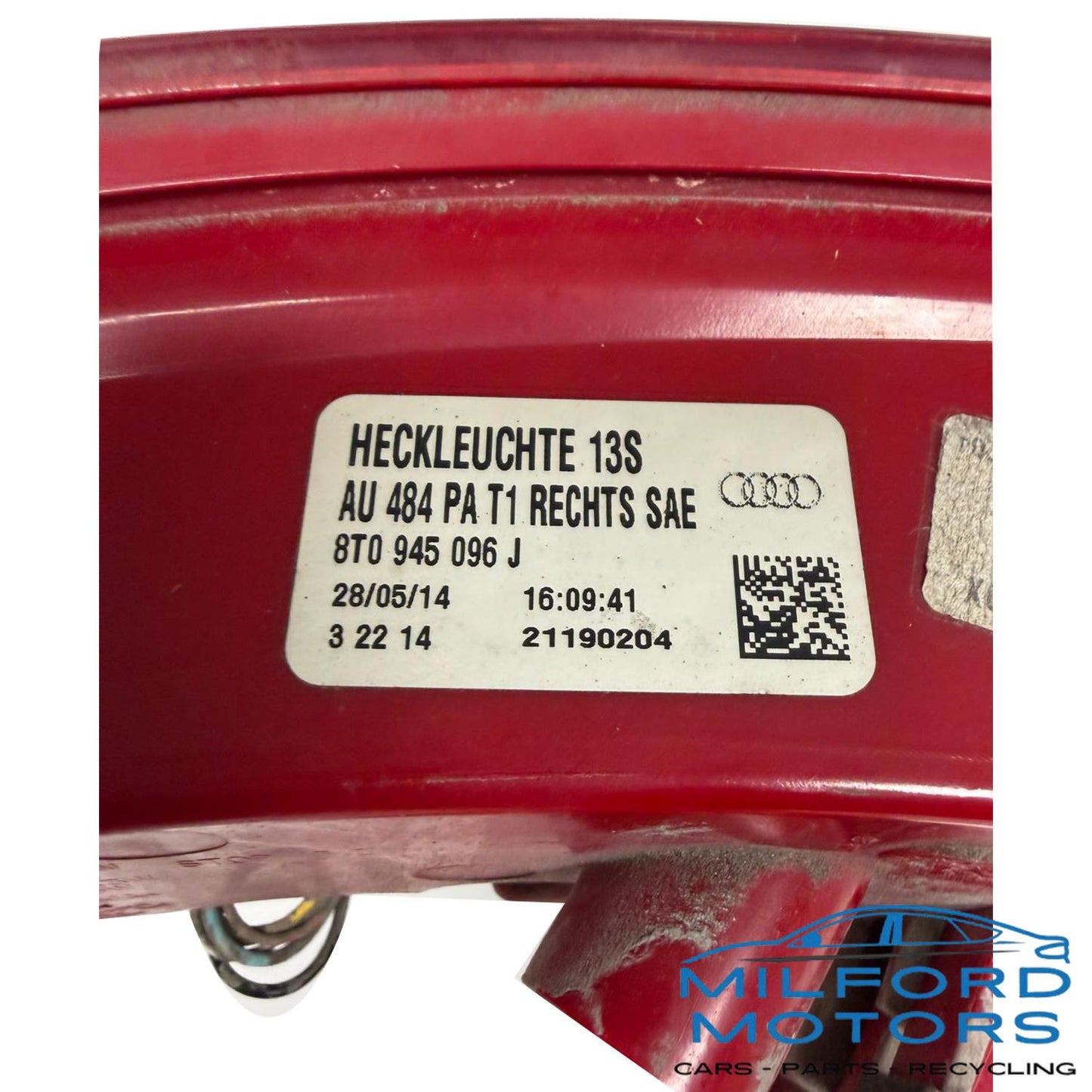 OEM Audi A5 / S5 / RS5 Right LED Tail Lamp Assembly – 8T0945096J – 41,326 Miles