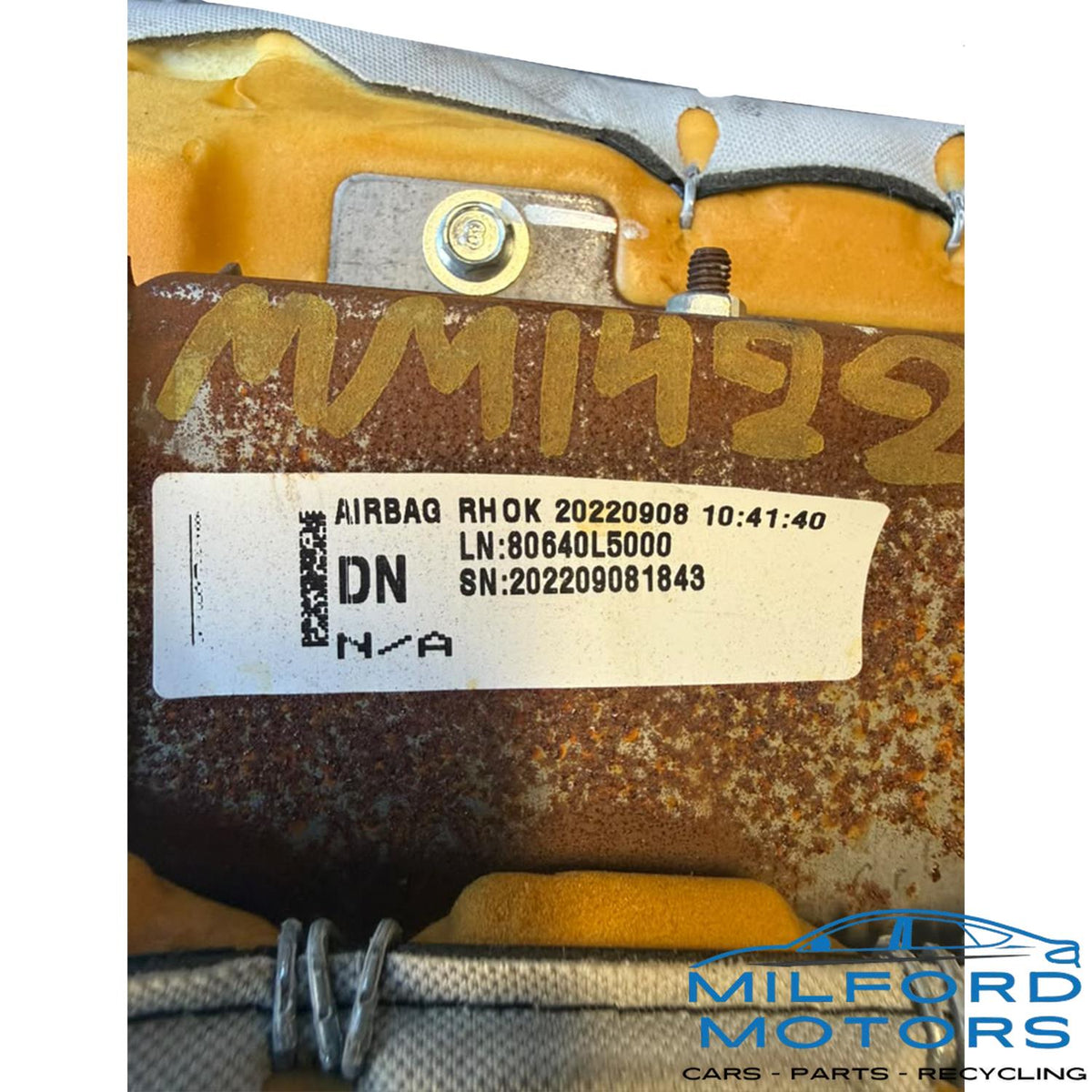 Used OEM 2023 Hyundai Sonata SE Rear Right Passenger Side Seat Bolster Airbag with Cushion – 2.5L – 19,088 Miles