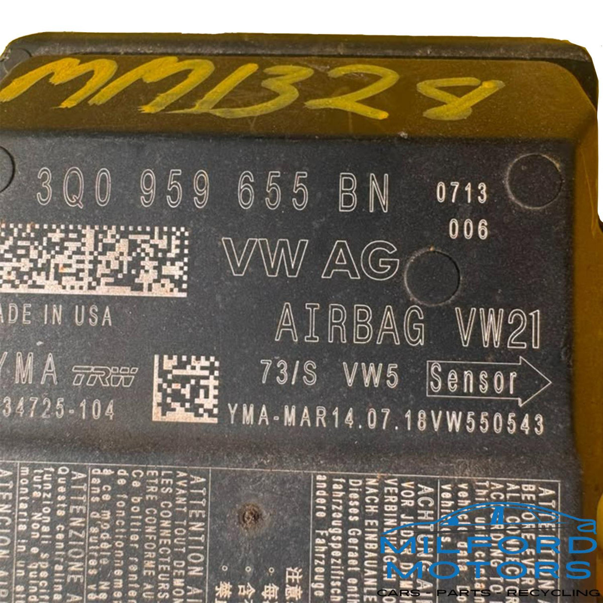 2018-2023 Volkswagen Atlas Cross Sport USED SRS Air Bag Control Module OEM 3Q0959655DB