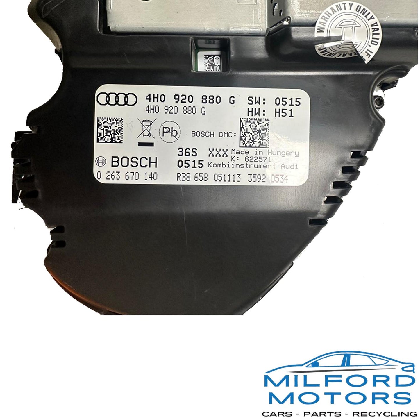 OEM 2013-2014 Audi S8 Instrument Gauge Cluster Adaptive Cruise 4H0920880G 59K Miles