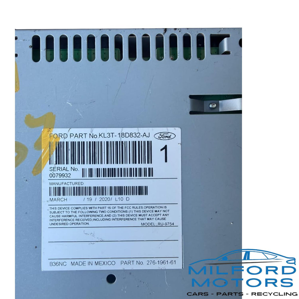 Used OEM 2019–2020 Ford F-150 Raptor AM/FM Radio Receiver HD Satellite KL3T-18D832 101,236 Miles