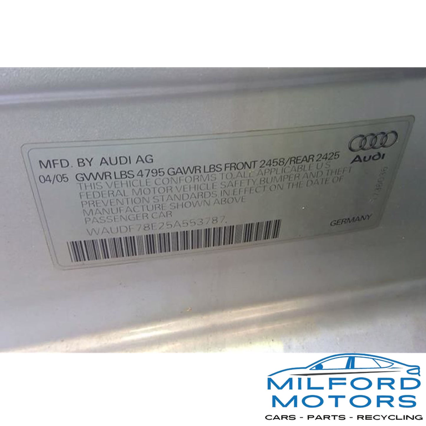 Passenger Side Headlamp Assembly Fits for 2005-2009 Audi A4 quattro 2.0L