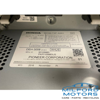 Audio Equipment Radio 2016 2017 Honda Accord US Market