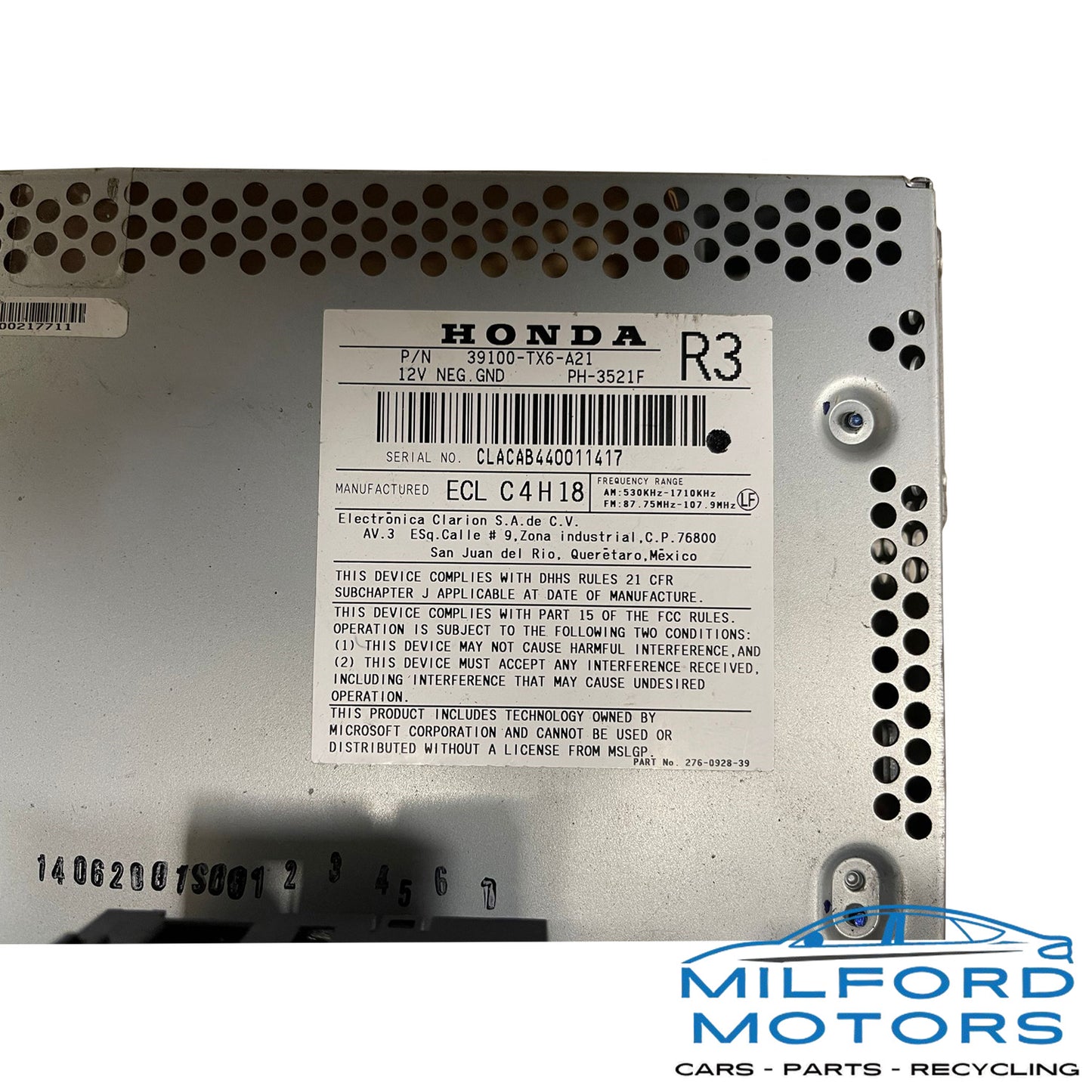 OEM Audio Equipment Radio AM/FM/CD 2013-2015 Acura ILX Sedan 2.0L