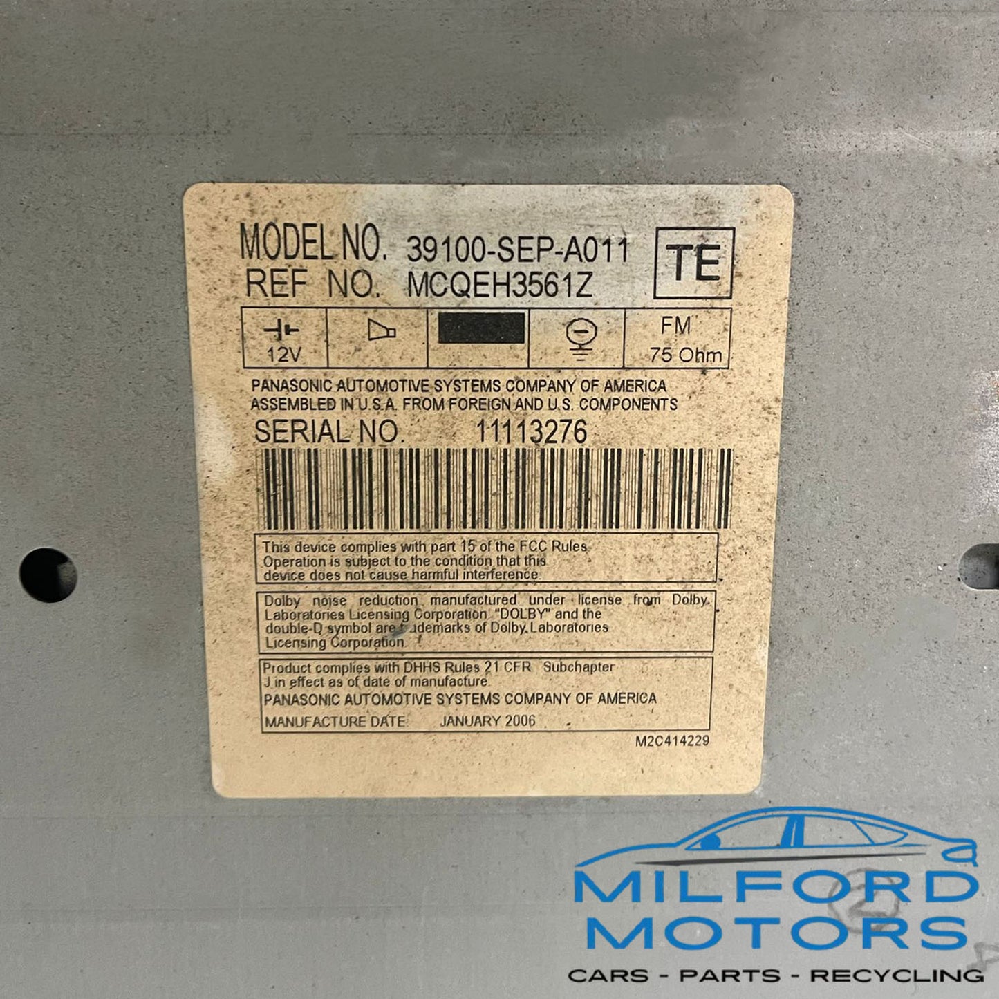 Used Temperature Control With AM-FM-CASSETE-CD and DVD6 Fits 2006 TL 3.2L