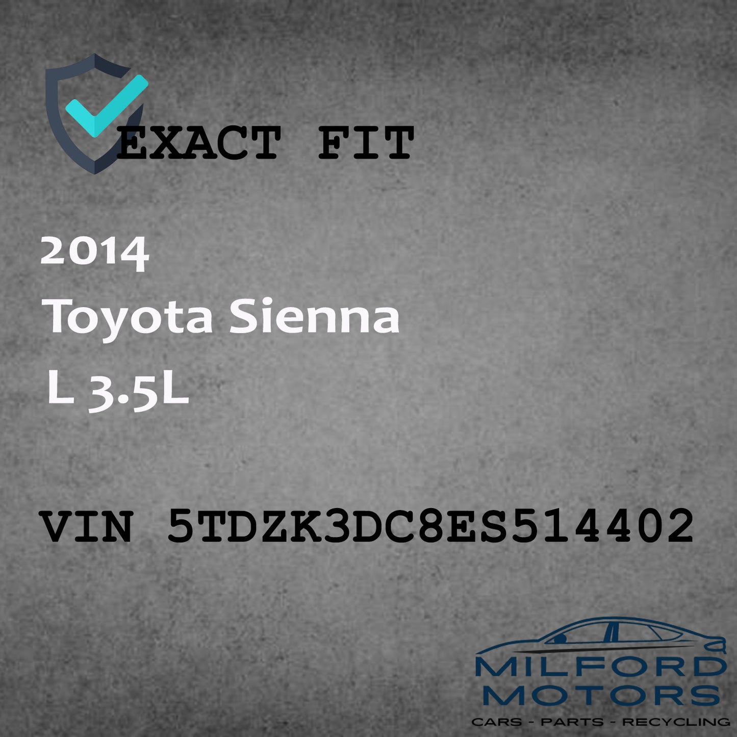 Driver Side Wheel Air Bag Fits 2014 Toyota Sienna L 3.5L