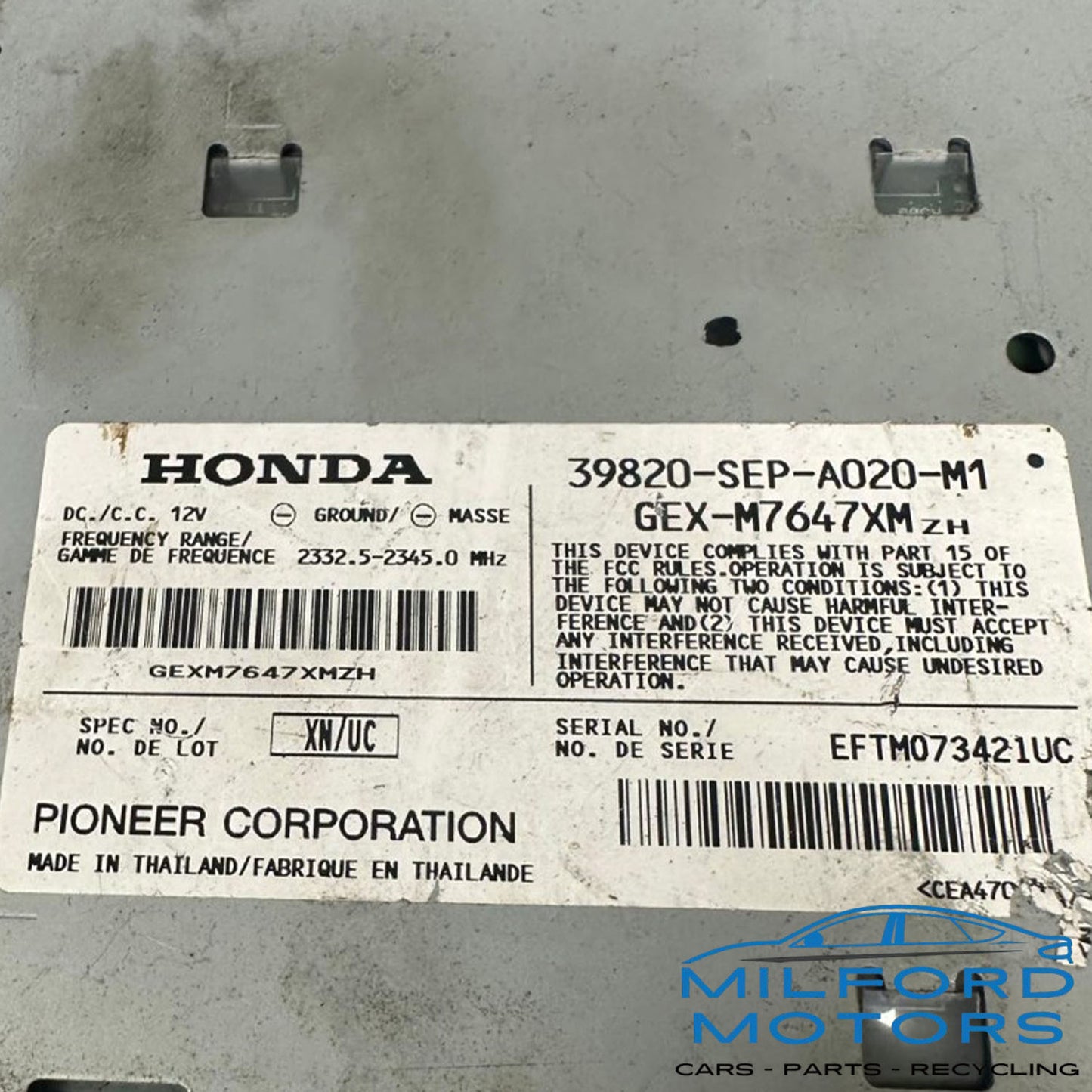 Used Radio Audio Fits for 2004-2005 Acura TL /w/Navi 3.2L