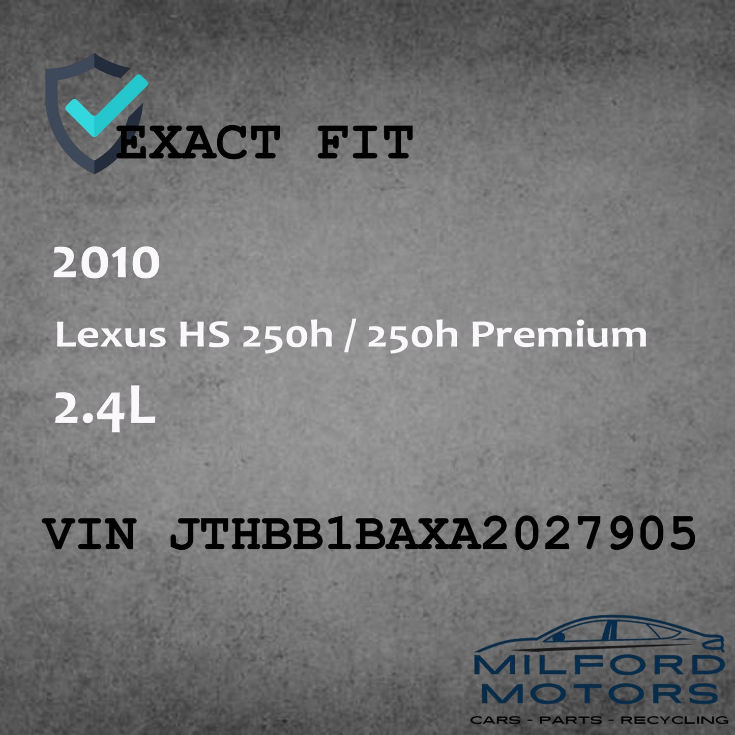 Right Passenger Side Tail Light Fits for 2010 -2012 Lexus HS250h 2.4L