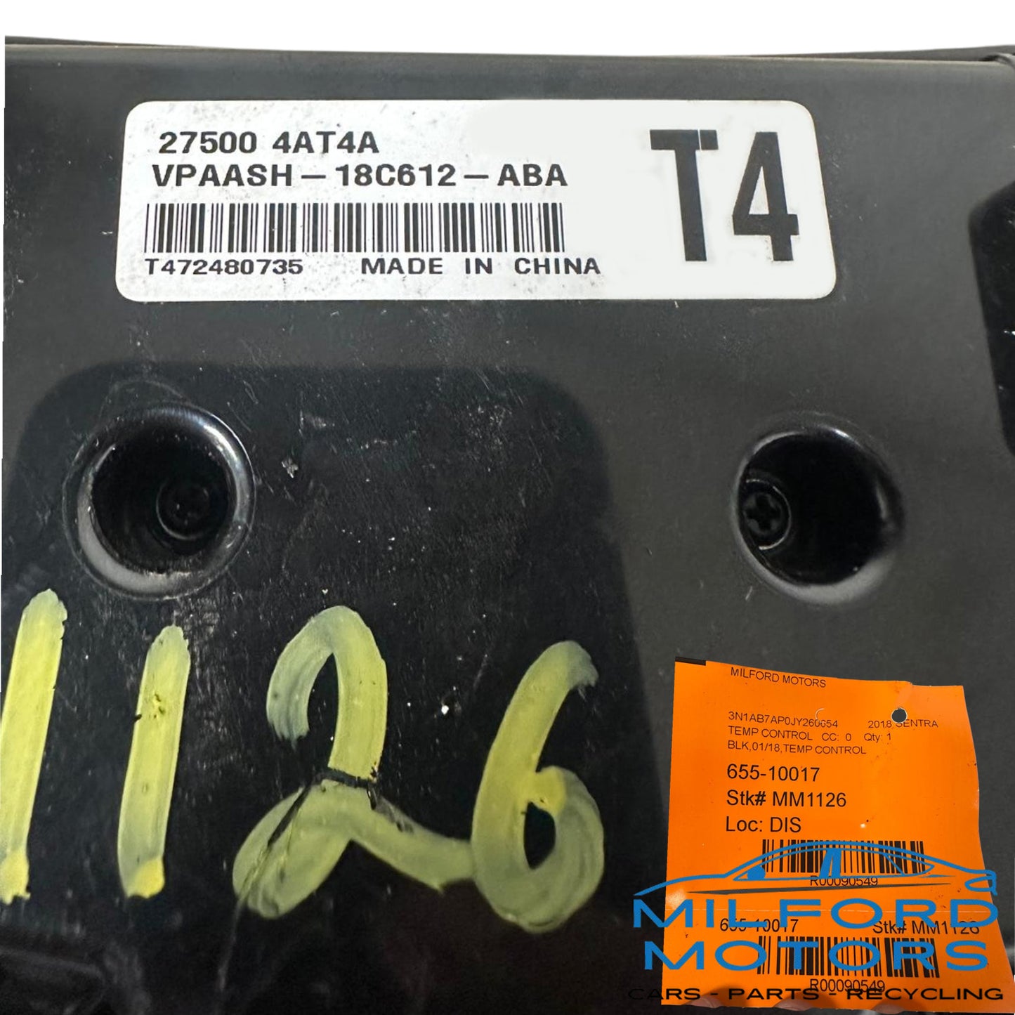 Single Zone Black Automatic Temperature Control Fits 17-2019 Nissan Sentra 1.8L