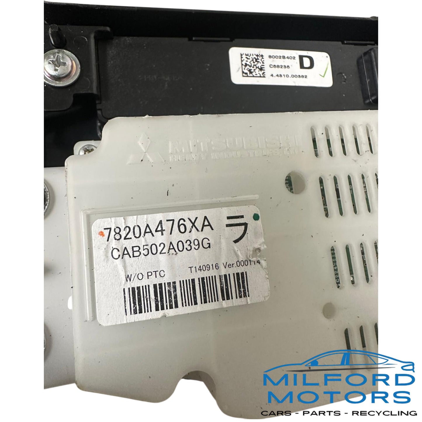 Black Temperature Control Fits 2014-2016 Mitsubishi Outlander ES 2.4L