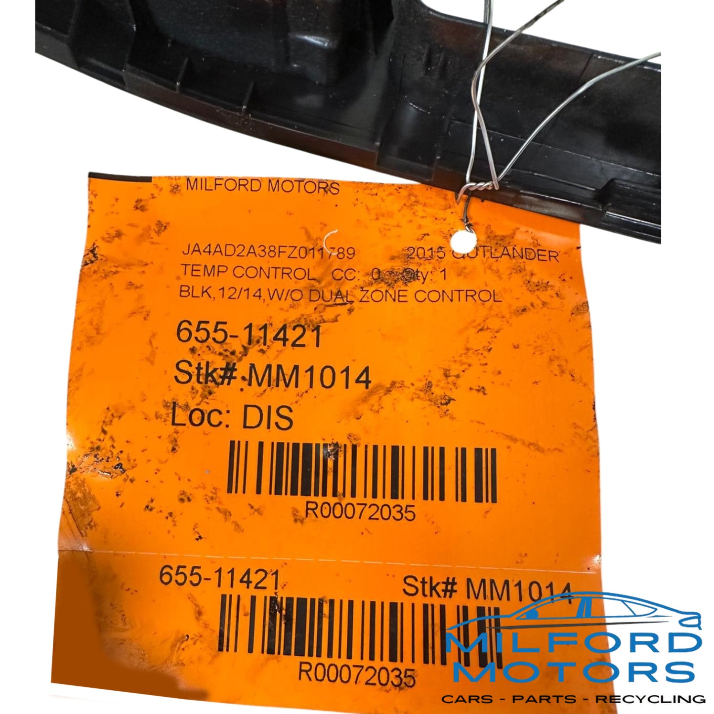 Black Temperature Control Fits 2014-2016 Mitsubishi Outlander ES 2.4L