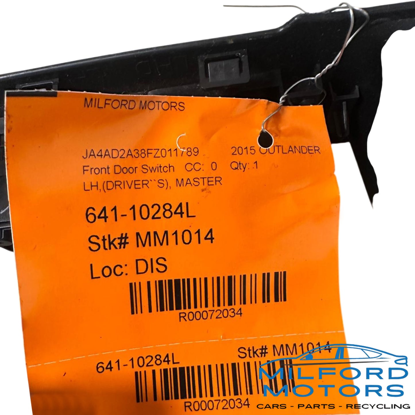 Front Door Switch Driver's Master  2014-2015 Mitsubishi Outlander ES 2.4L