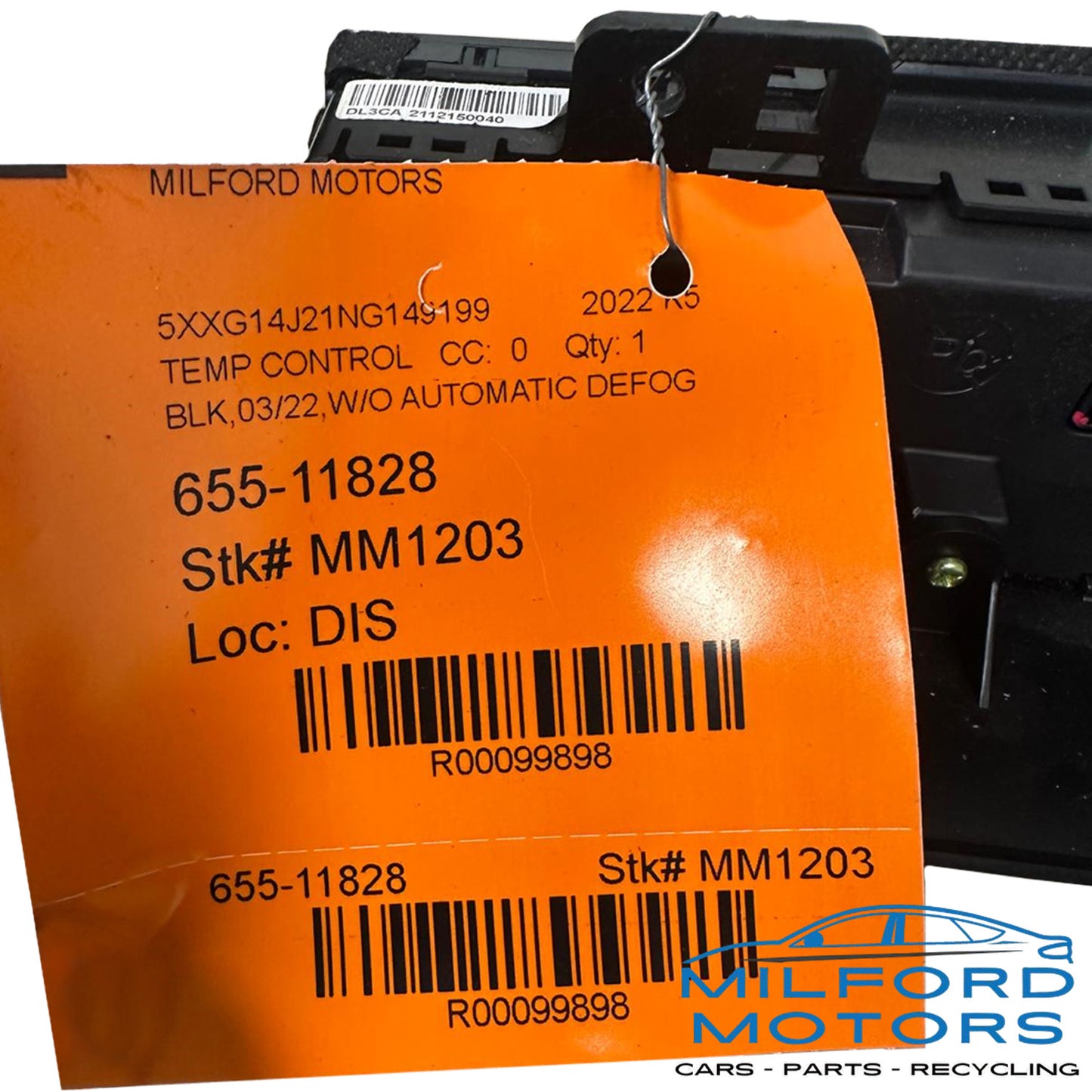 Black Temperature Control w/o Automatic Defog  2022-2024 Kia K5 LXS Sedan 1.6L